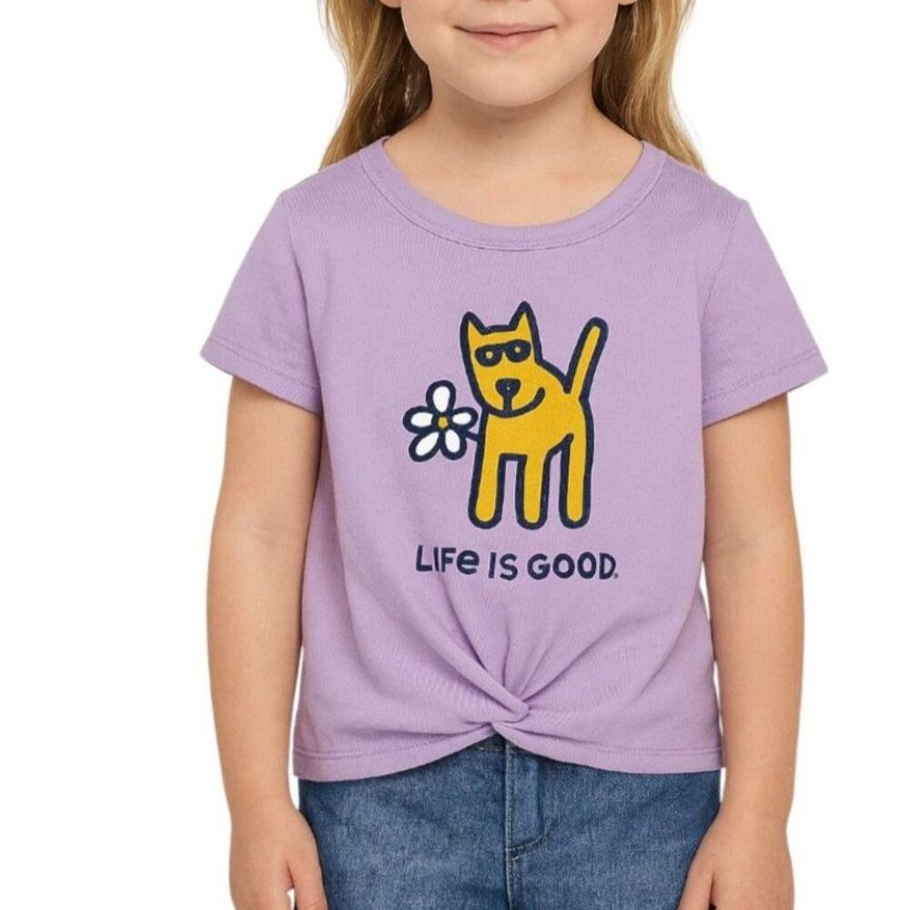 🔥 5 for $30 🔥 Life is Good Girls Twisted Front Graphic T-Shirt | Size 6